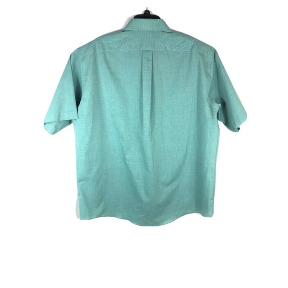 Stafford Wrinkle Free Men's XL Short Sleeve Button Green Cotton Blend Shirt A21 - Picture 3 of 4